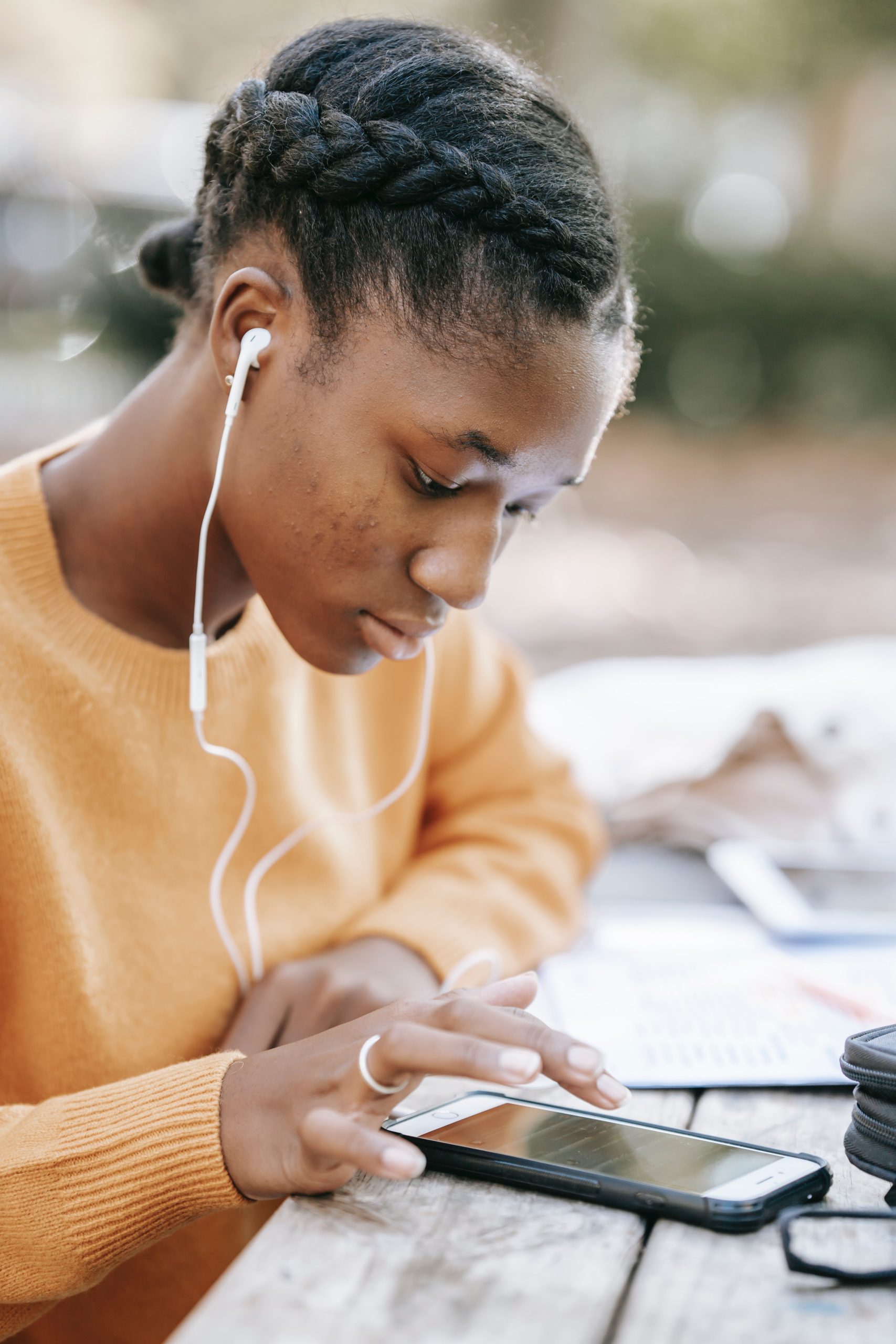 a girl using a phone